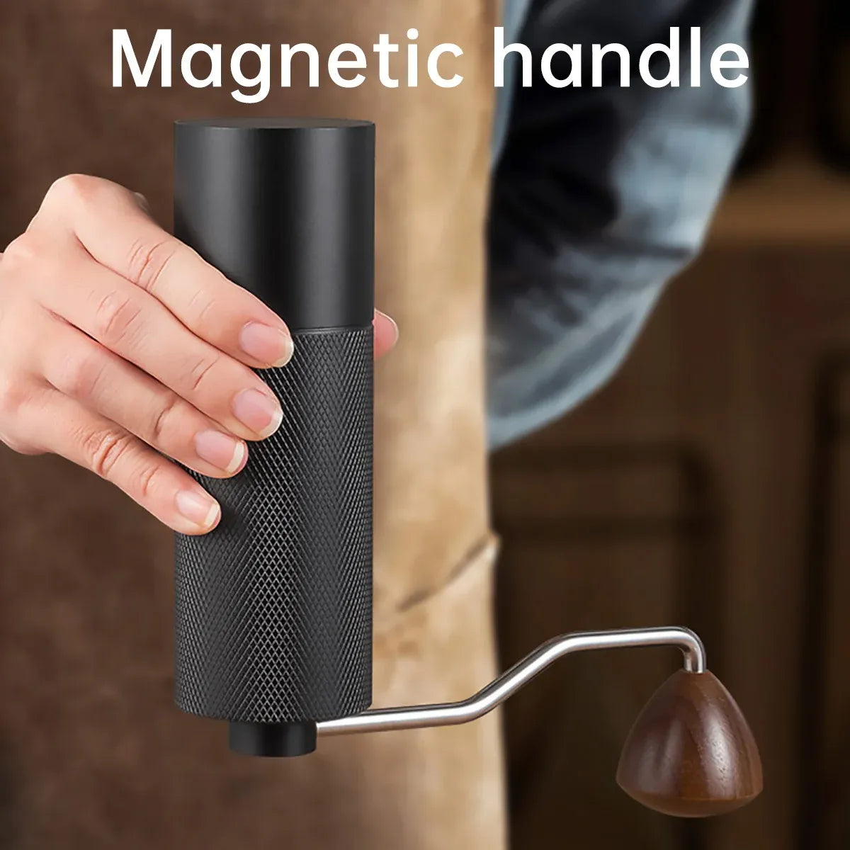 Hand Crank Coffee Grinder for Home Travel Stainless Steel Durable Easy Clean - Grey