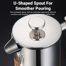 French Press Coffee Pot 600ml 304 Stainless Steel for Home Office Tea Coffee