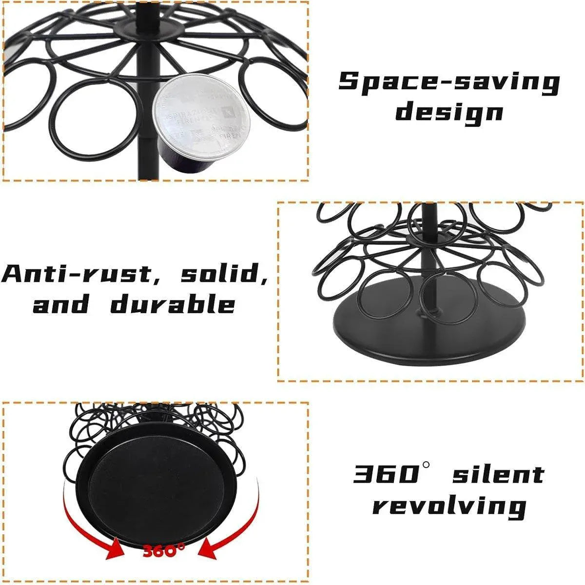 Coffee Capsule Organizer 360 Degree Rotating Holder Rack for 40 Pods Storage