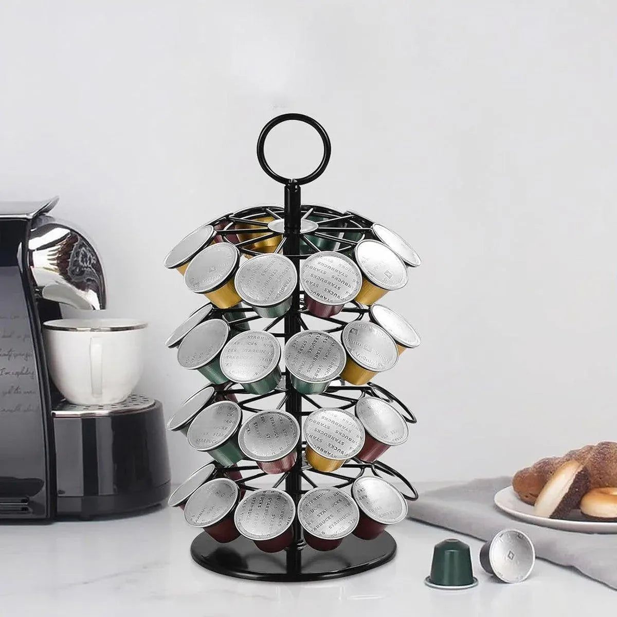 Coffee Capsule Organizer 360 Degree Rotating Holder Rack for 40 Pods Storage