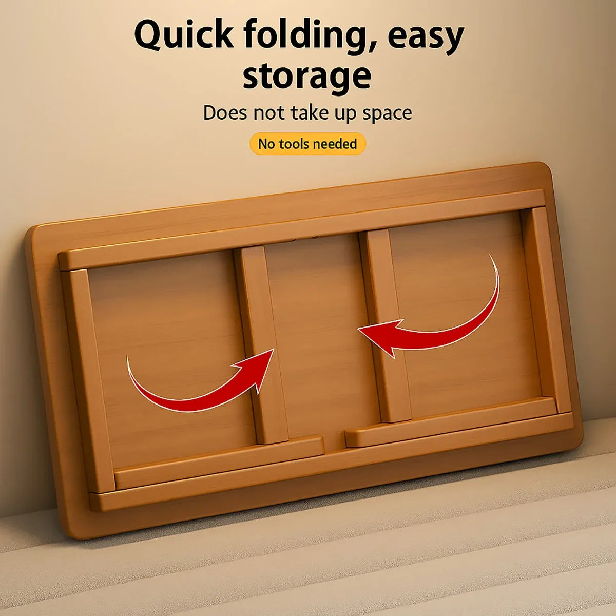Bamboo Folding Side Table Portable Space Saving Easy Storage Stable Structure
