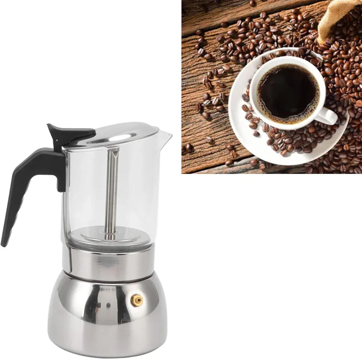 Stainless Steel Coffee Pot Heat-Resistant Glass Portable Home Pour Over