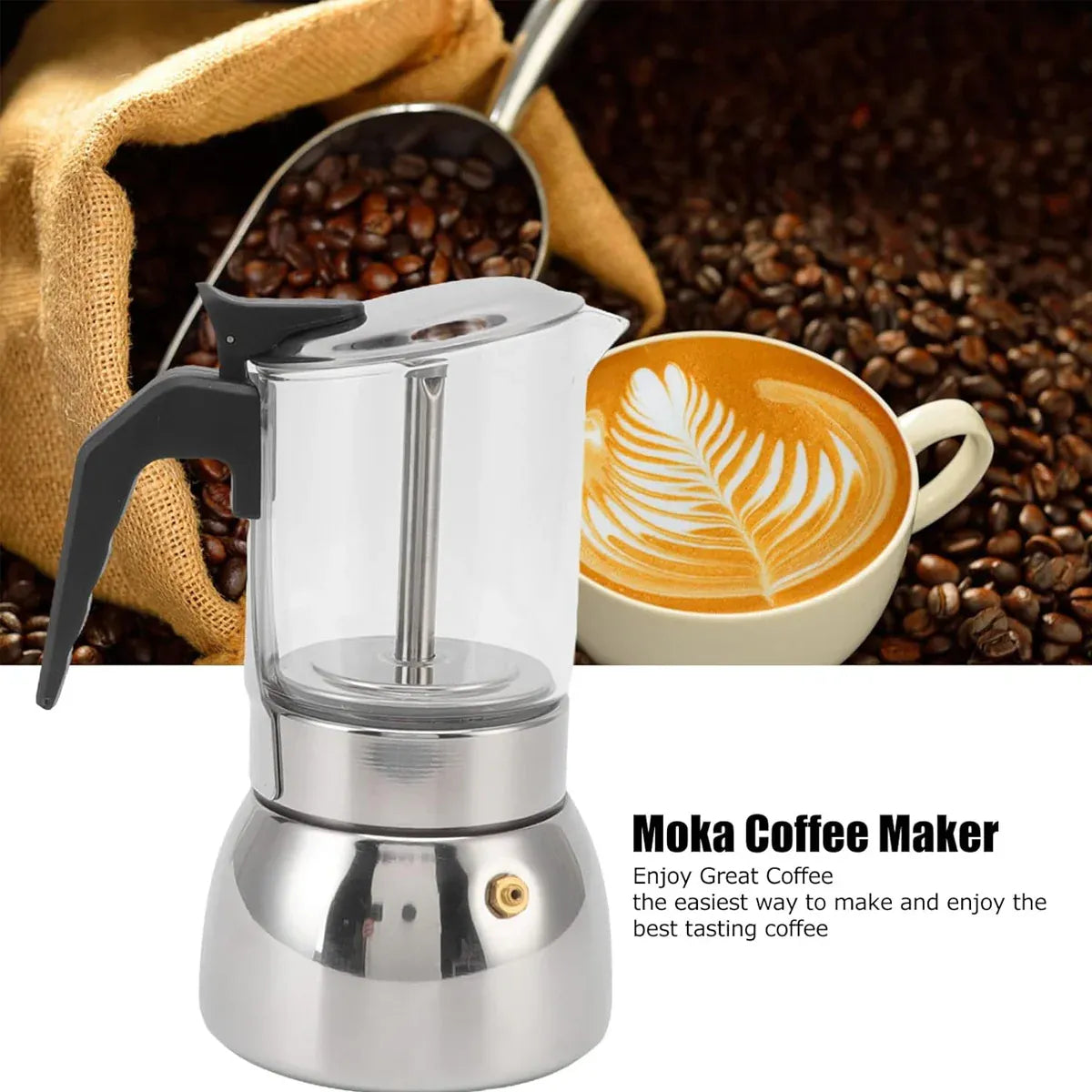 Stainless Steel Coffee Pot Heat-Resistant Glass Portable Home Pour Over