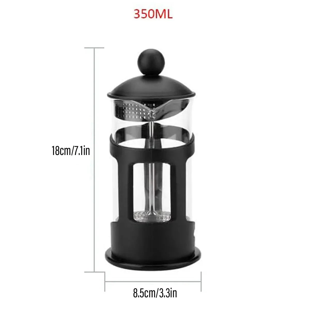 350ml French Press Coffee Maker Hand Press Tea Brewer with Filter