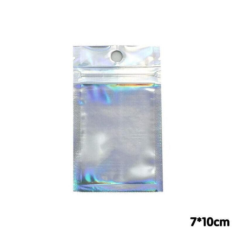 100/200X Iridescent Zip Bags for Food Storage & Holographic Makeup Pouch - 20*30cm 100PCS