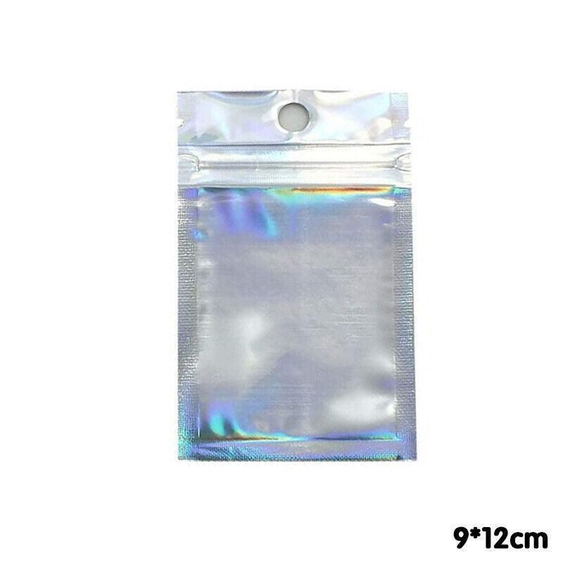 100/200X Iridescent Zip Bags for Food Storage & Holographic Makeup Pouch - 20*30cm 100PCS