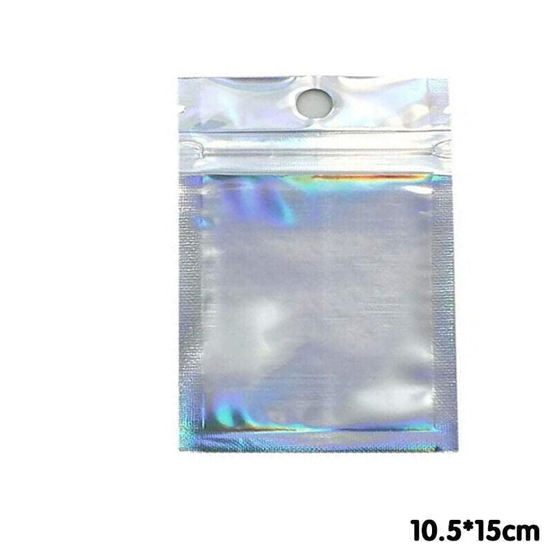 100/200X Iridescent Zip Bags for Food Storage & Holographic Makeup Pouch - 20*30cm 100PCS