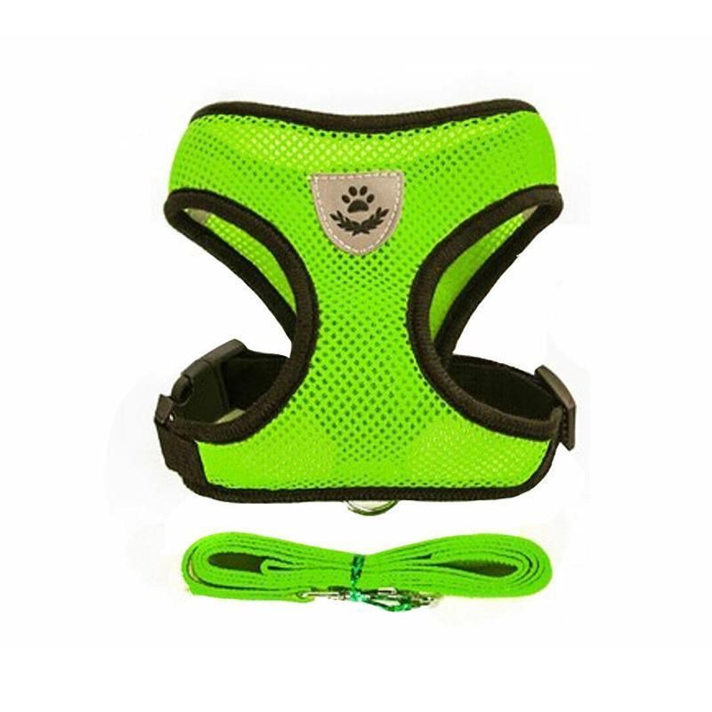 L Size Pet Dog Cat Puppy Soft Leash VEST Mesh Breathe Adjustable Harness Braces Clothes - Green