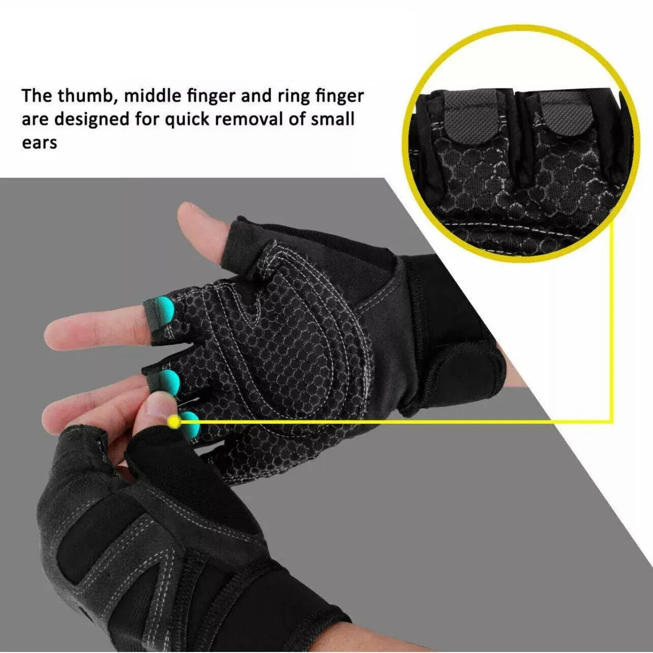 XL Size Aolikes Weight Lifting Gloves Gym Bodybuilding Fitness Workout Cycling Crossfit - One Pair Grey