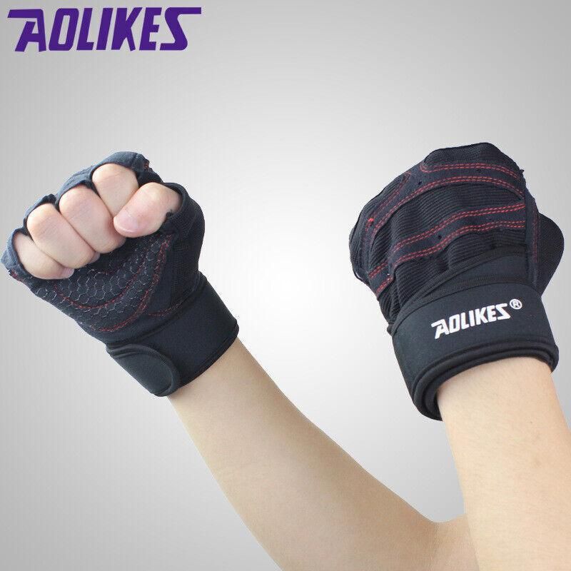 XL Size Aolikes Weight Lifting Gloves Gym Bodybuilding Fitness Workout Cycling Crossfit - One Pair Red
