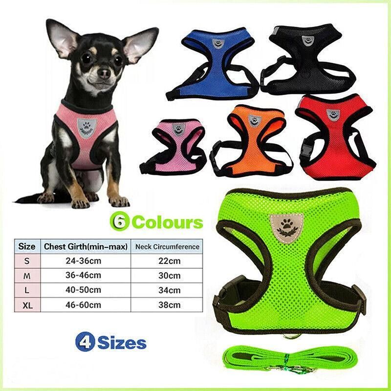 L Size Pet Dog Cat Puppy Soft Leash VEST Mesh Breathe Adjustable Harness Braces Clothes - Pink