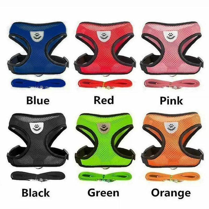 M Size Pet Dog Cat Puppy Soft Leash VEST Mesh Breathe Adjustable Harness Braces Clothes - Red