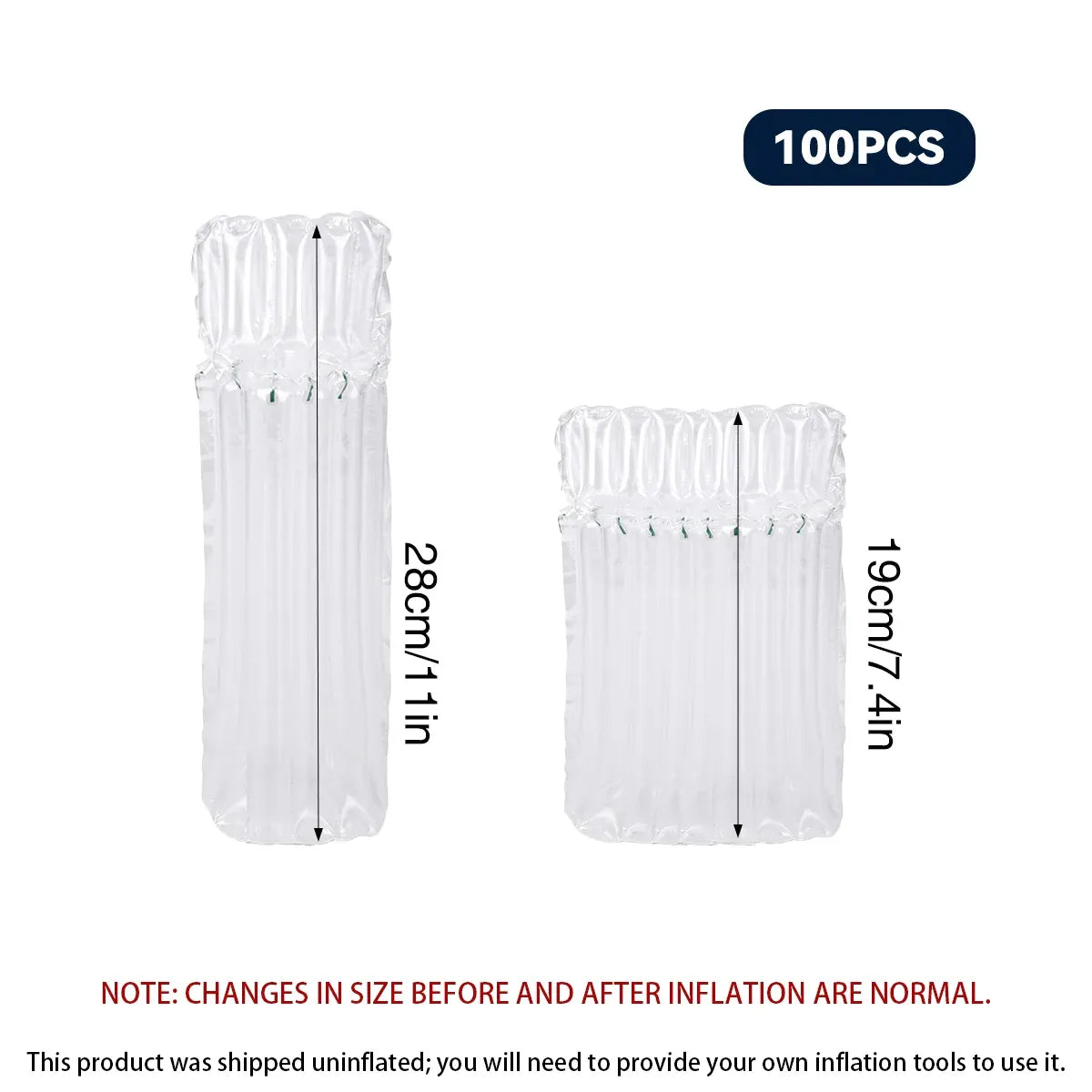 Air Column Protective Bags 100PCS Clear Cushion Packaging for Bottles Electronics - 28cm