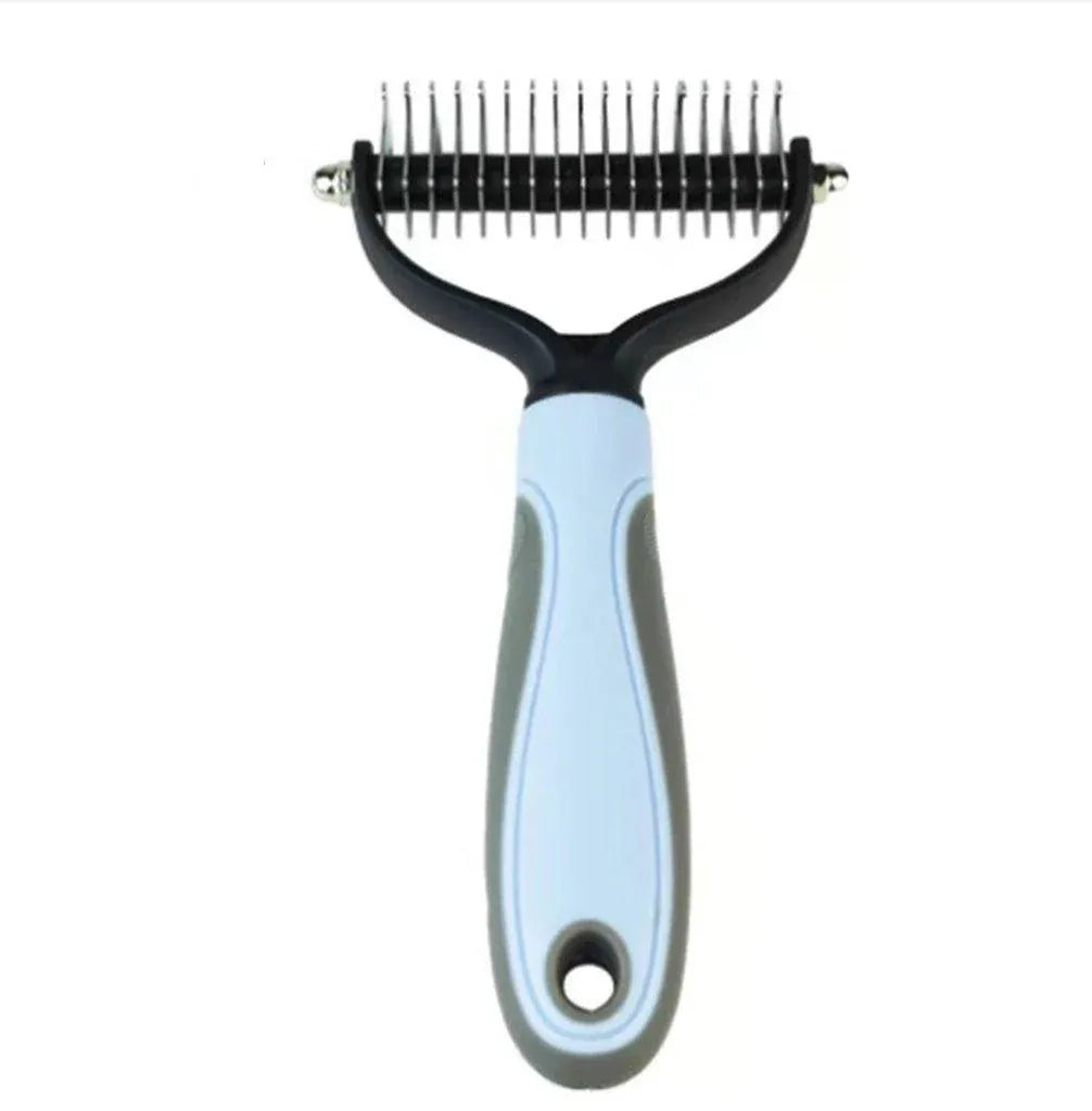 Small Dog Pet Cat Grooming Comb Brush Undercoat Rake Dematting Deshedding Trimmer - Blue
