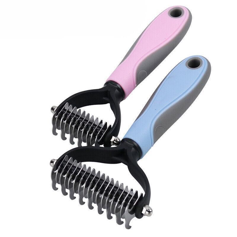 Small Dog Pet Cat Grooming Comb Brush Undercoat Rake Dematting Deshedding Trimmer - Blue