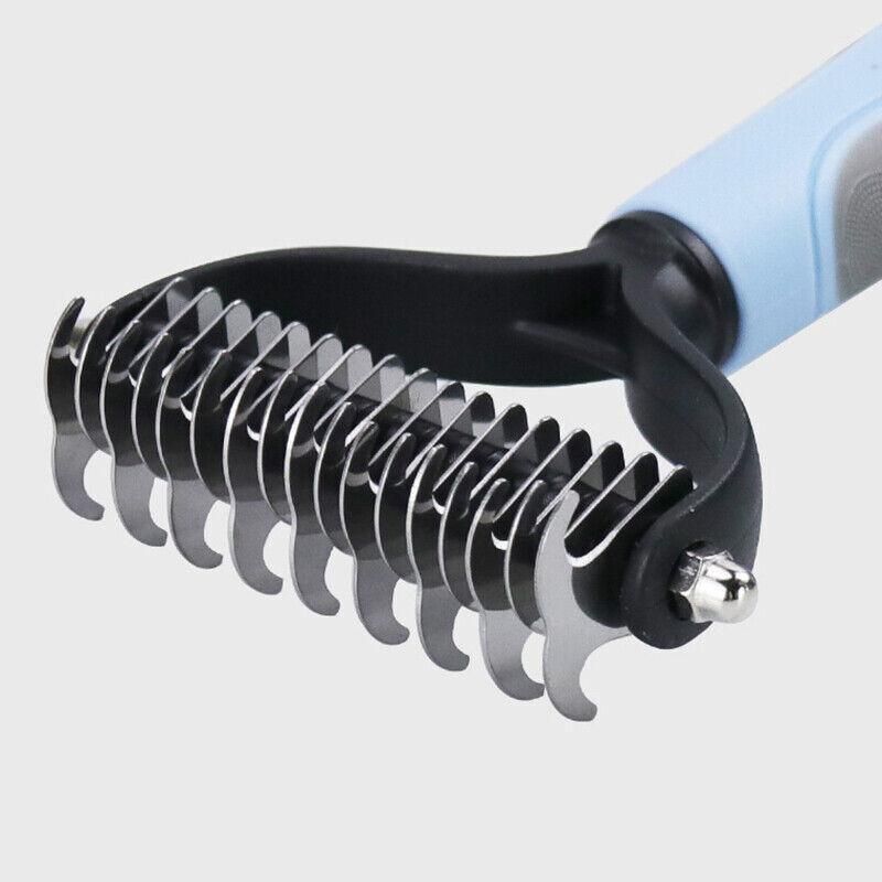 Small Dog Pet Cat Grooming Comb Brush Undercoat Rake Dematting Deshedding Trimmer - Blue