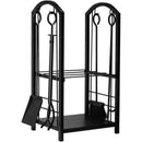 5-Piece Firewood Storage Rack and Fireplace Tool Set