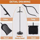 5-Piece Fireplace Tool Set with Stand