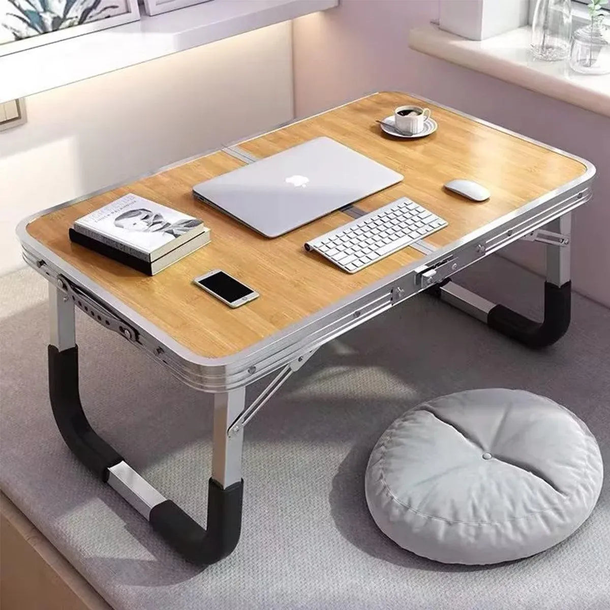 Aluminium Folding Laptop Table Portable Bed Desk Adjustable Computer Stand Tray