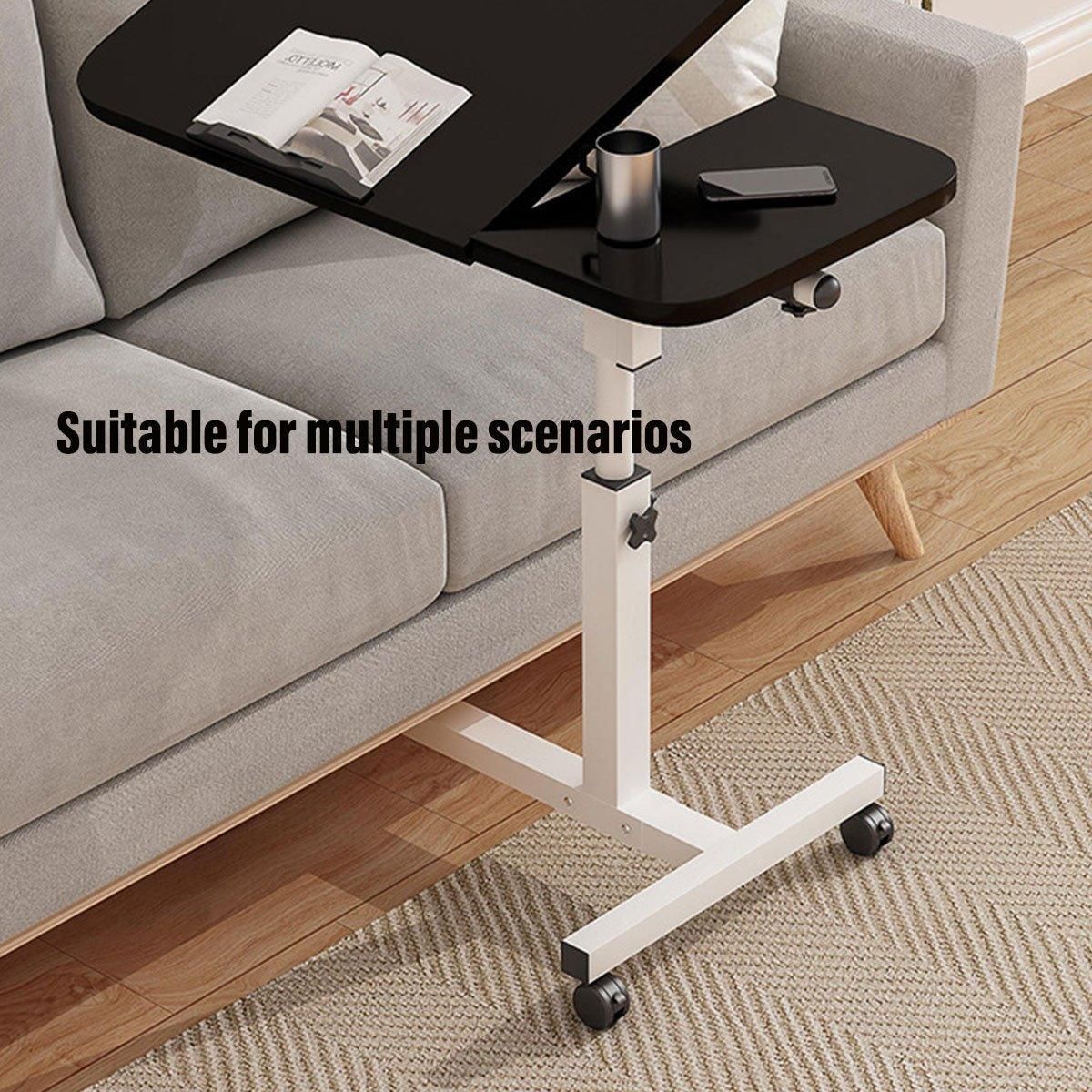Adjustable Folding Computer Desk Stand Floor-Standing Movable Bedside Table - Black