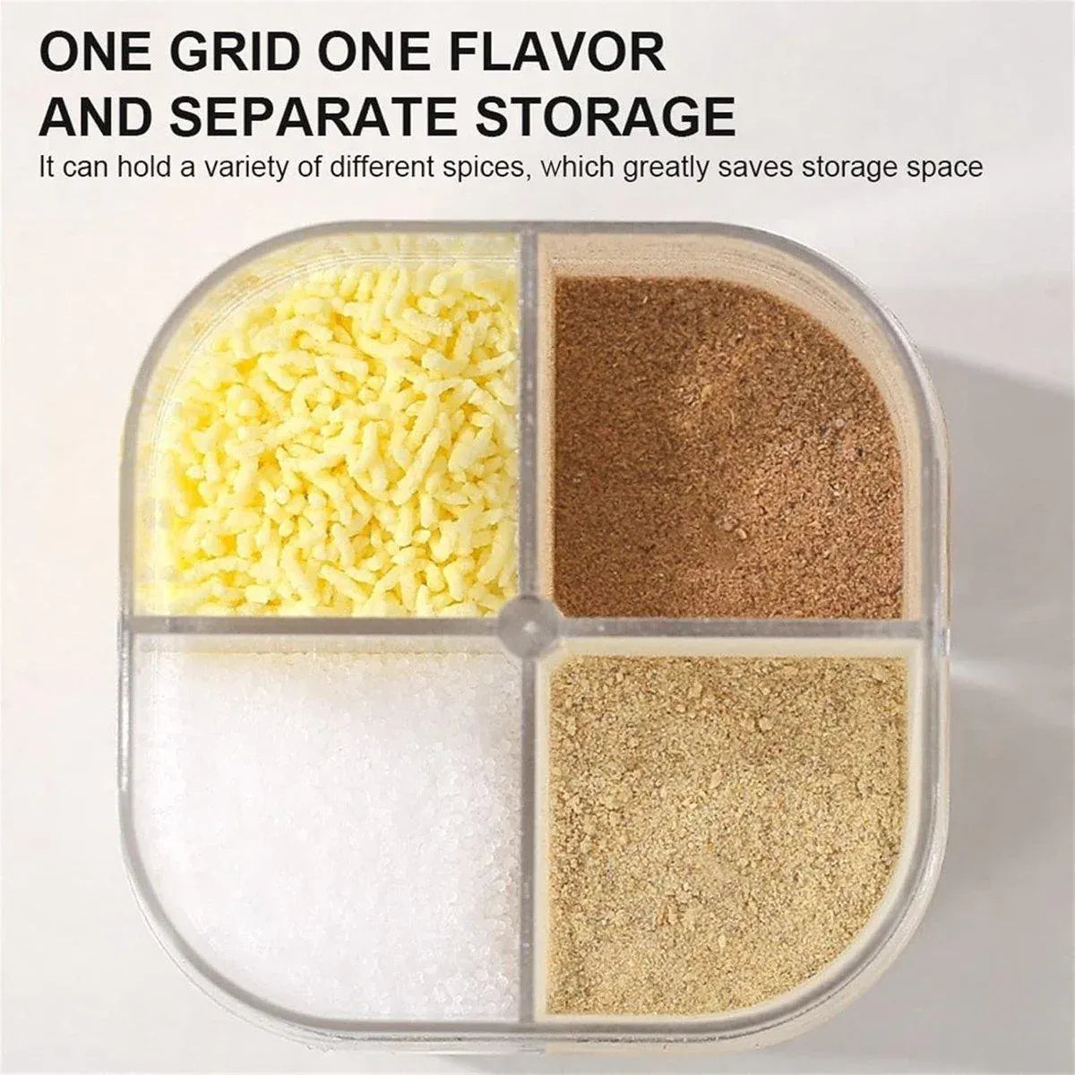4X 4 in1 Seasoning Jar 4 Compartment Spice Storage Box Kitchen Organisation Case