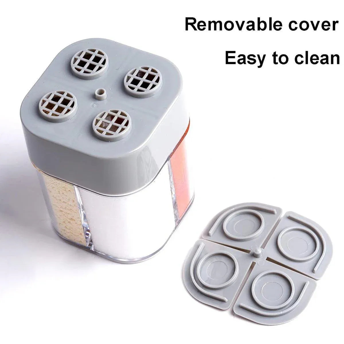 4X 4 in1 Seasoning Jar 4 Compartment Spice Storage Box Kitchen Organisation Case