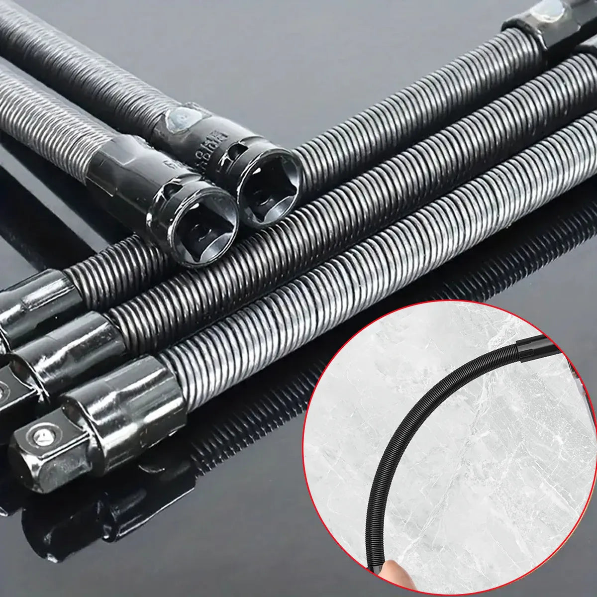 4pcs Electric Wrench Flexible Shaft Coupling Rod Spring Sleeve Universal Tool - 35cm