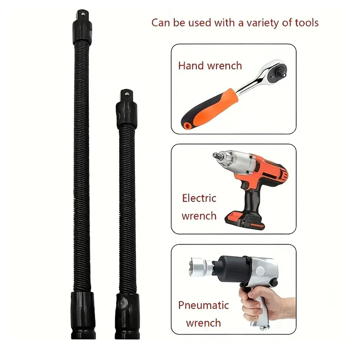 4pcs Electric Wrench Flexible Shaft Coupling Rod Spring Sleeve Universal Tool - 35cm