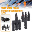Solar Connector Set 1Pair T Type Four Way Photovoltaic Adapter for Panel System