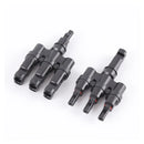 Solar Connector Set 1Pair T Type Four Way Photovoltaic Adapter for Panel System