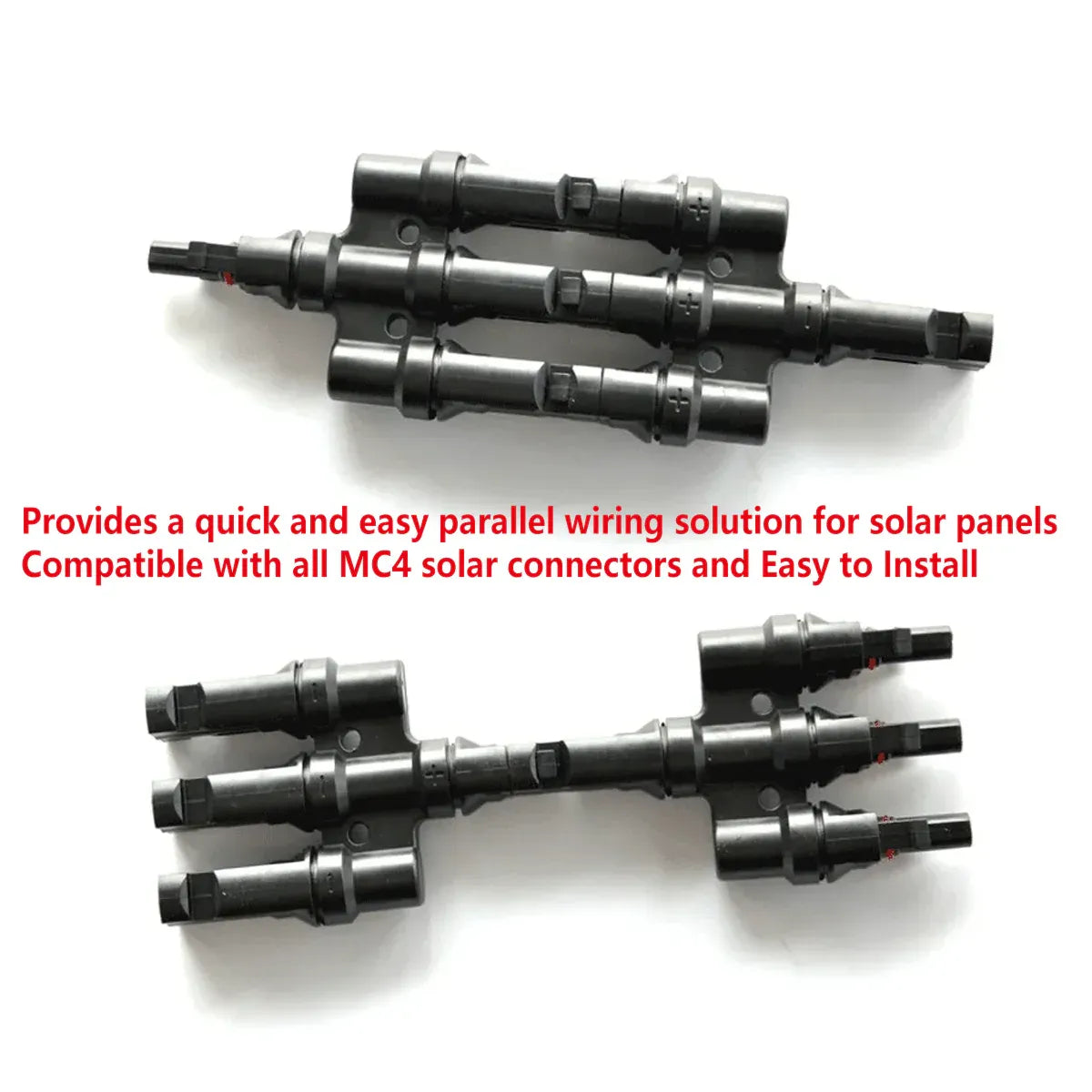 Solar Connector Set 1Pair T Type Four Way Photovoltaic Adapter for Panel System