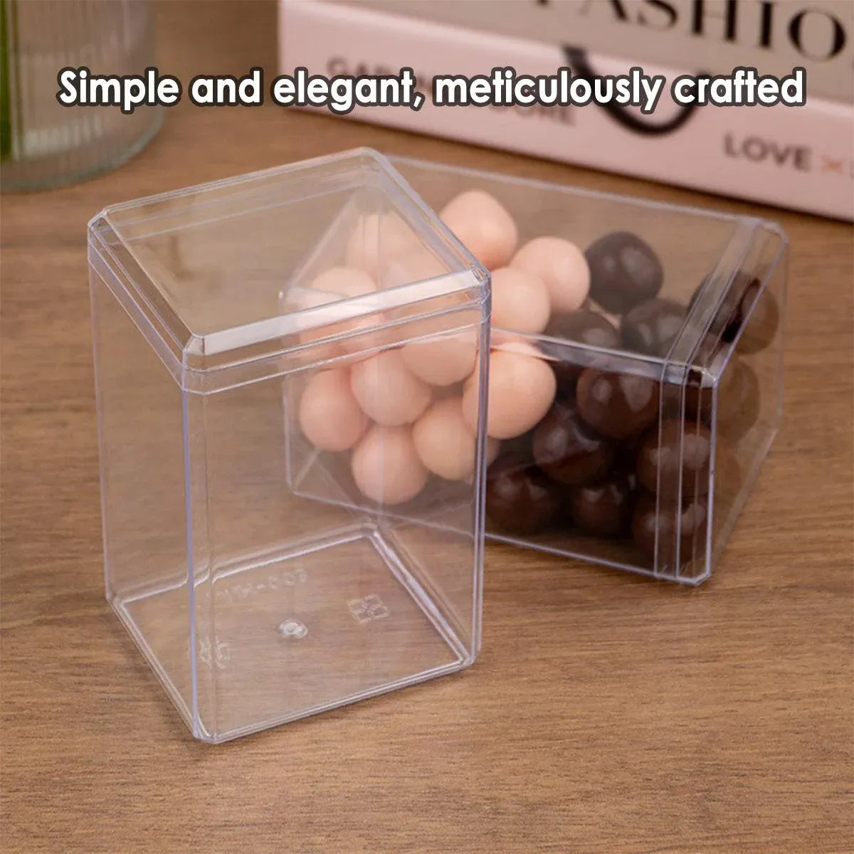 20pcs Transparent Biscuit Box Plastic Cake Box Pastry Dessert Storage Container - 7.5x7.5CM