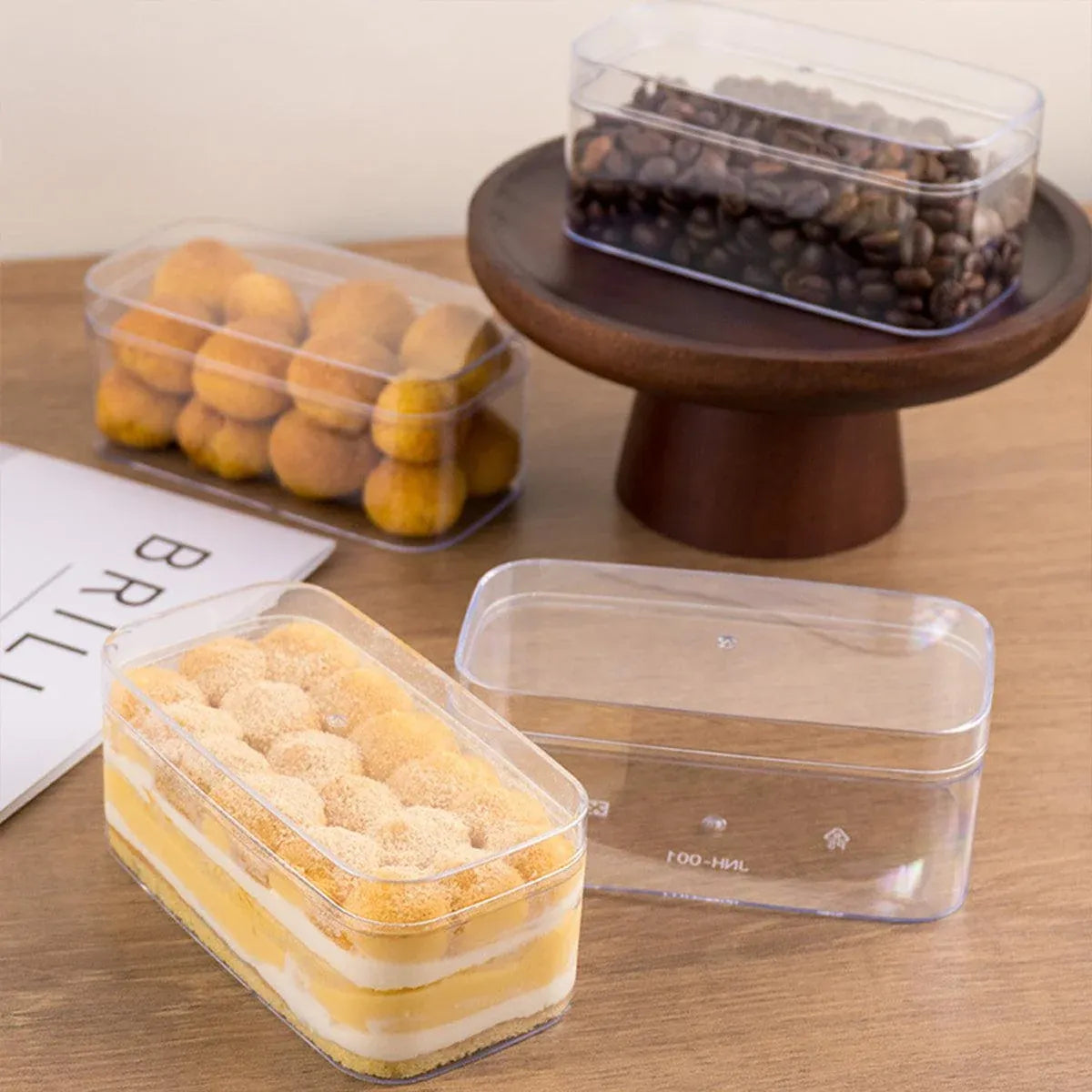20pcs Transparent Biscuit Box Plastic Cake Box Pastry Dessert Storage Container - 7.5x7.5CM