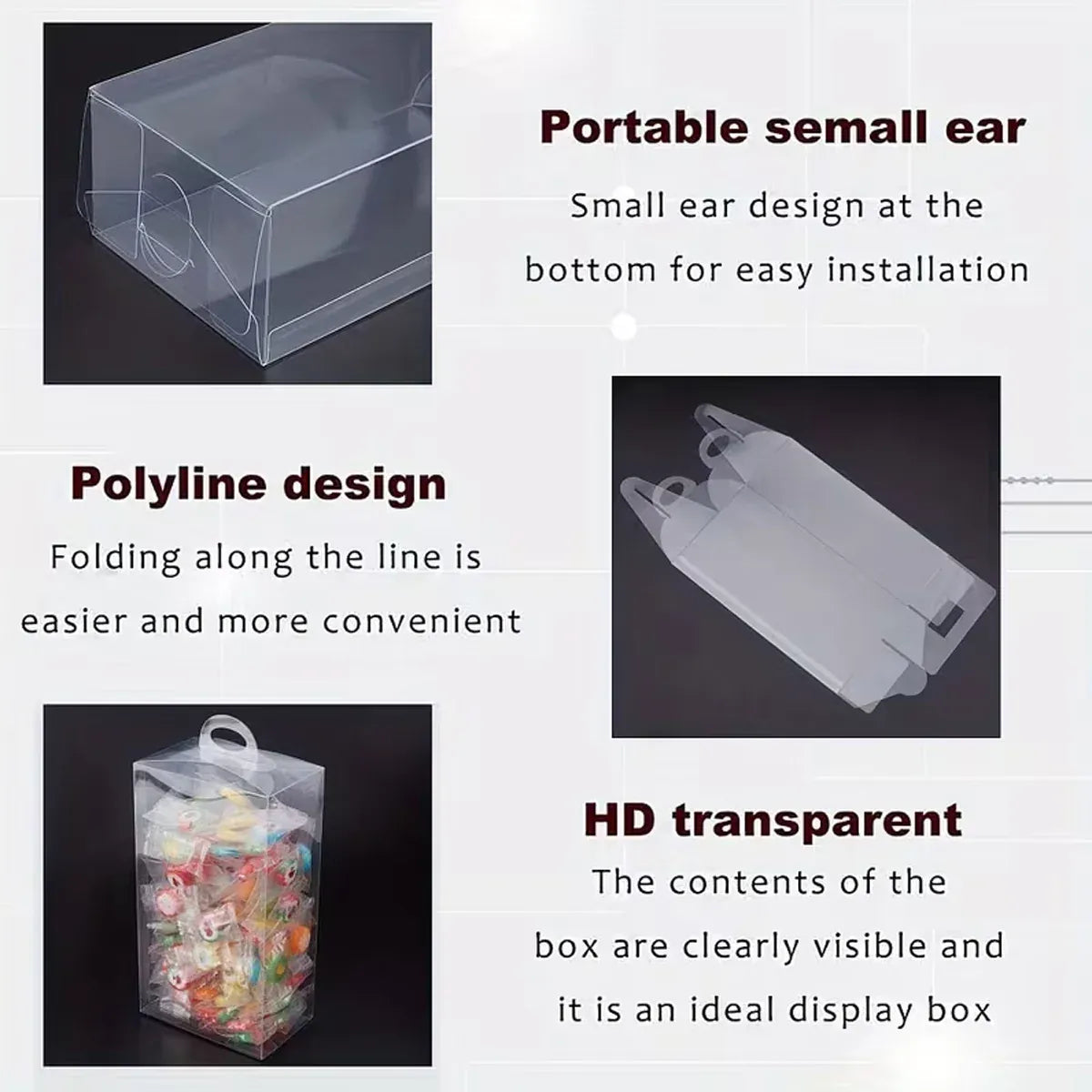 20PCS Transparent Biscuit Gift Box with Handle for Christmas Party Favors Use