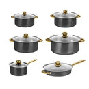 Stainless Steel 12 Piece Cookware Set Heat Resistant For Home Kitchen Cooking