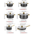 Stainless Steel 12 Piece Cookware Set Heat Resistant For Home Kitchen Cooking