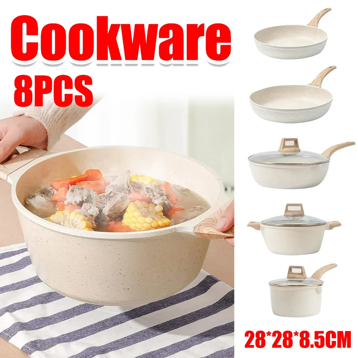 8pcs Cookware Set Cooking Set Non Stick for Home Kitchen Restaurant Daily