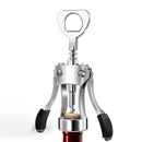 Wine Corkscrew Bottle Opener Winged Lever Zinc Alloy Crown Cap Lifter Silver