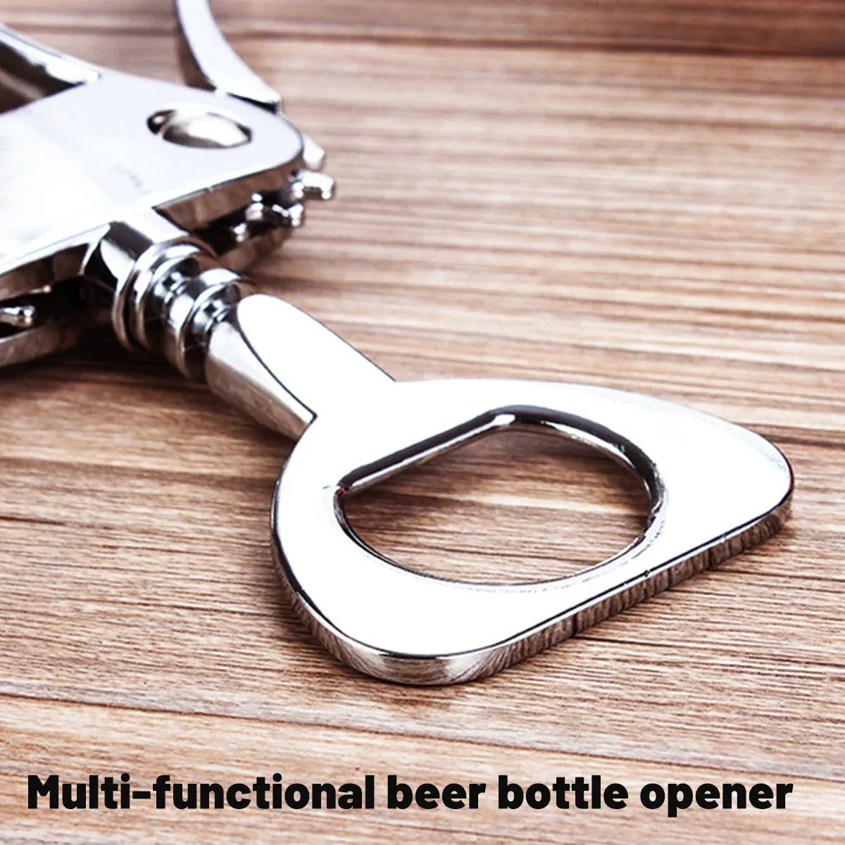 Wine Corkscrew Bottle Opener Winged Lever Zinc Alloy Crown Cap Lifter Silver