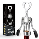 Wine Corkscrew Bottle Opener Winged Lever Zinc Alloy Crown Cap Lifter Silver