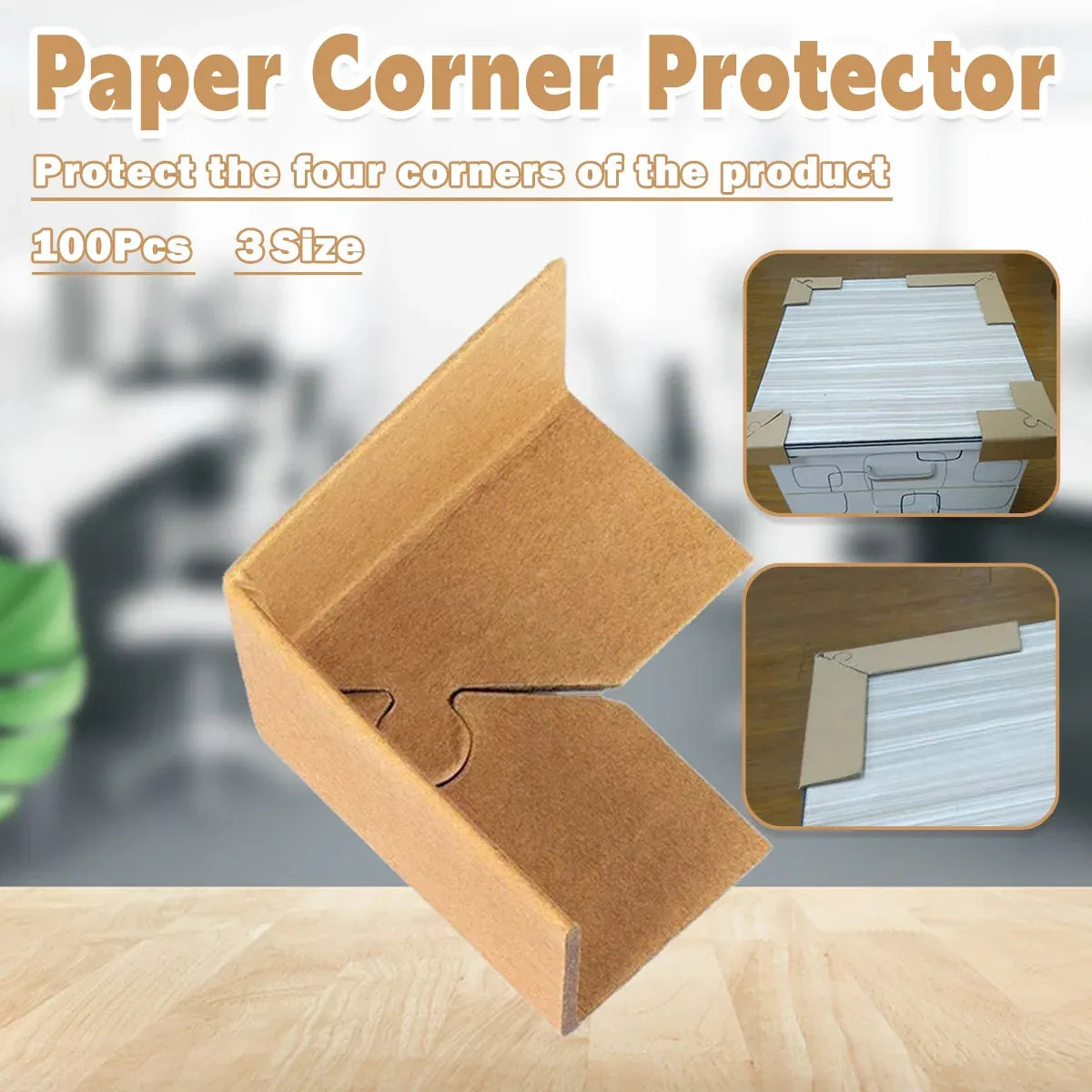 100pcs Kraft Paper Cardboard Corner Protector 90 Degree Angle Guard for Packing - 30x30x3mm