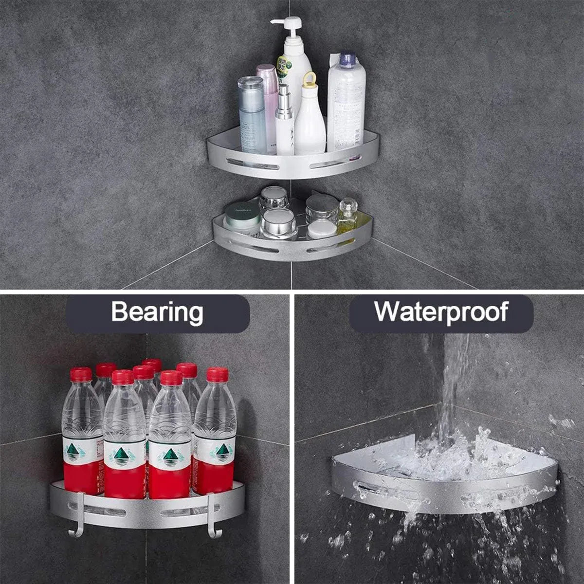 Wall Mounted Bathroom Shelf Triangle Corner Shower Storage Rack for Toiletries - Single layer