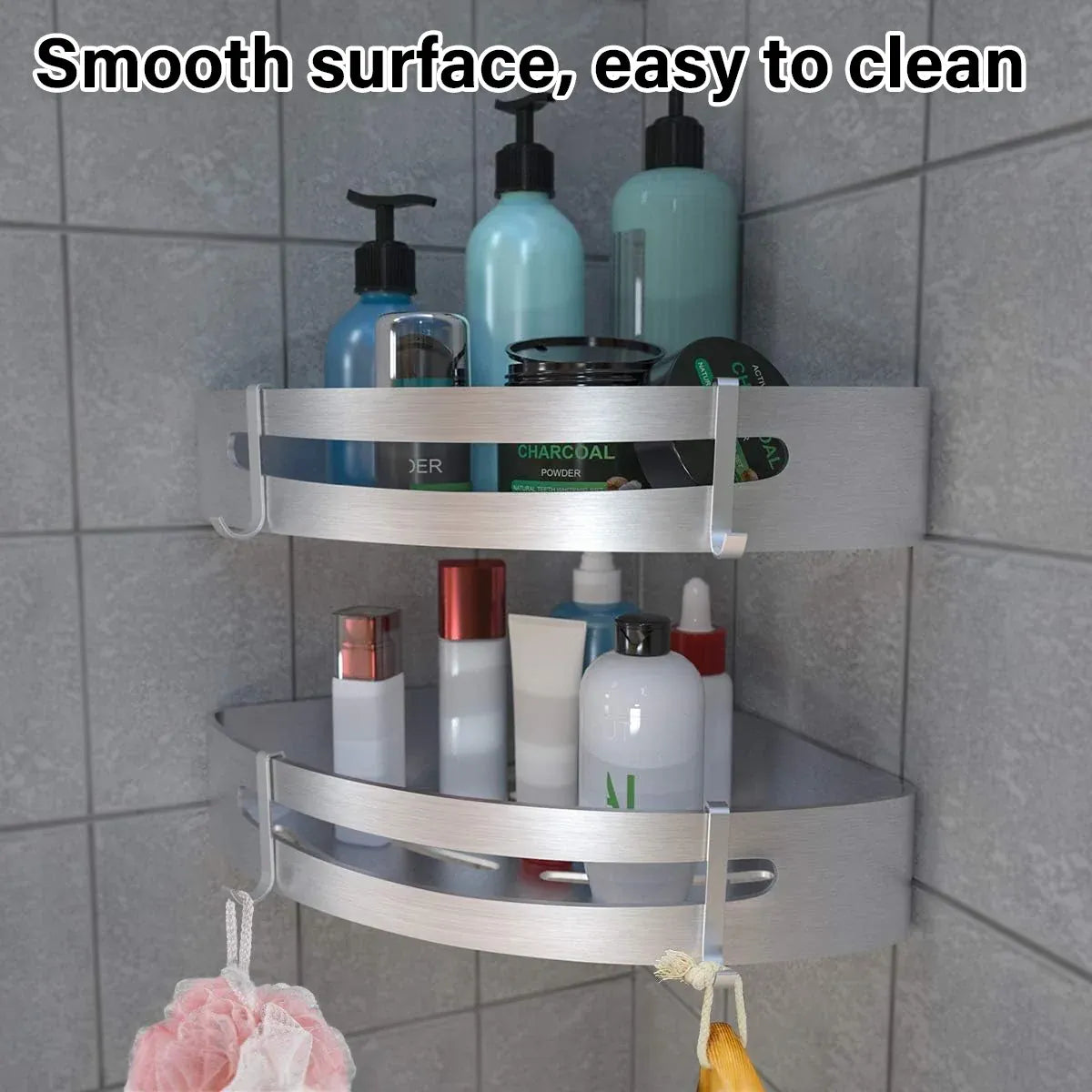 Wall Mounted Bathroom Shelf Triangle Corner Shower Storage Rack for Toiletries - Single layer