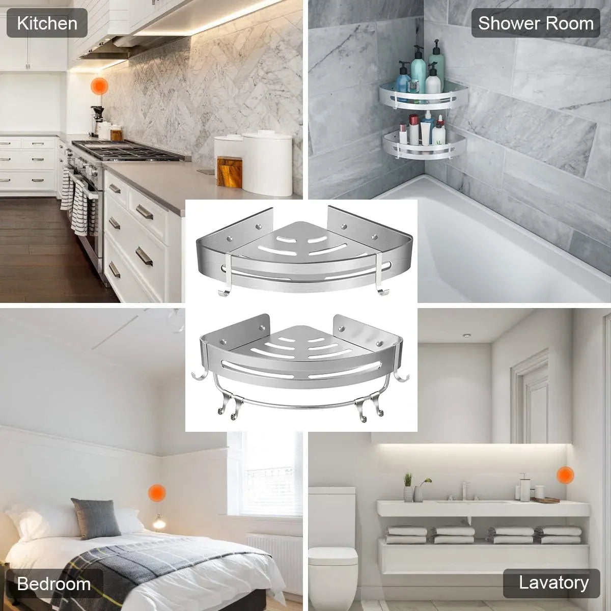 Wall Mounted Bathroom Shelf Triangle Corner Shower Storage Rack for Toiletries - Single layer