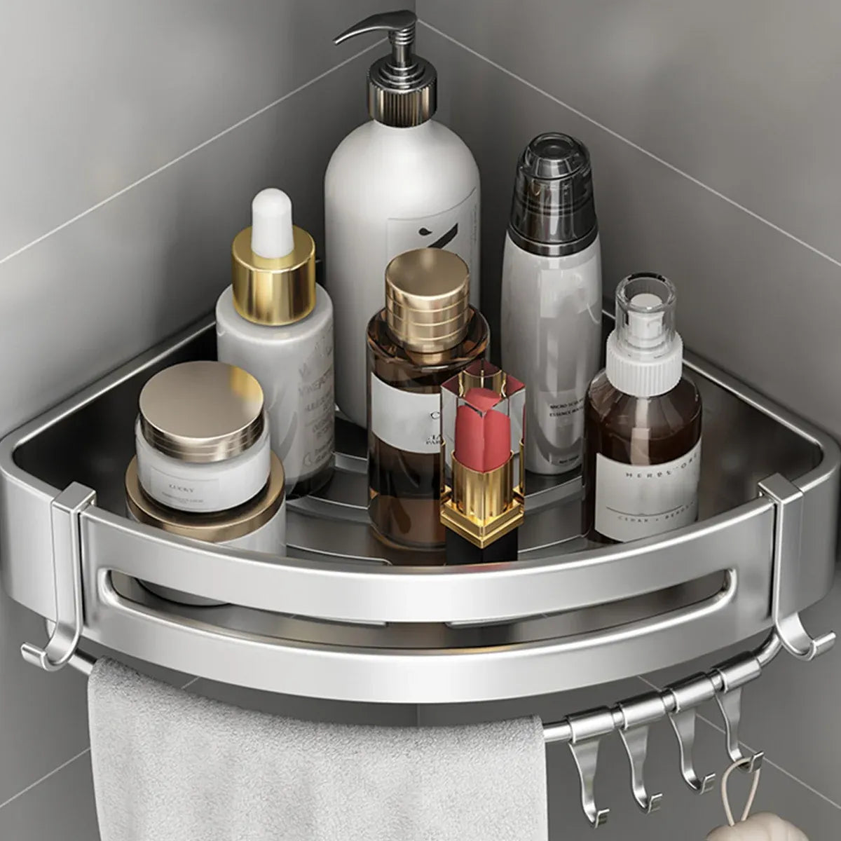 Wall Mounted Bathroom Shelf Triangle Corner Shower Storage Rack for Toiletries - Single layer