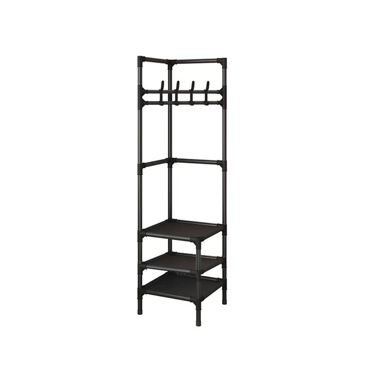 Floor Standing Corner Coat Rack Multifunctional Clothes Hanger Storage Organizer