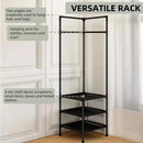 Floor Standing Corner Coat Rack Multifunctional Clothes Hanger Storage Organizer