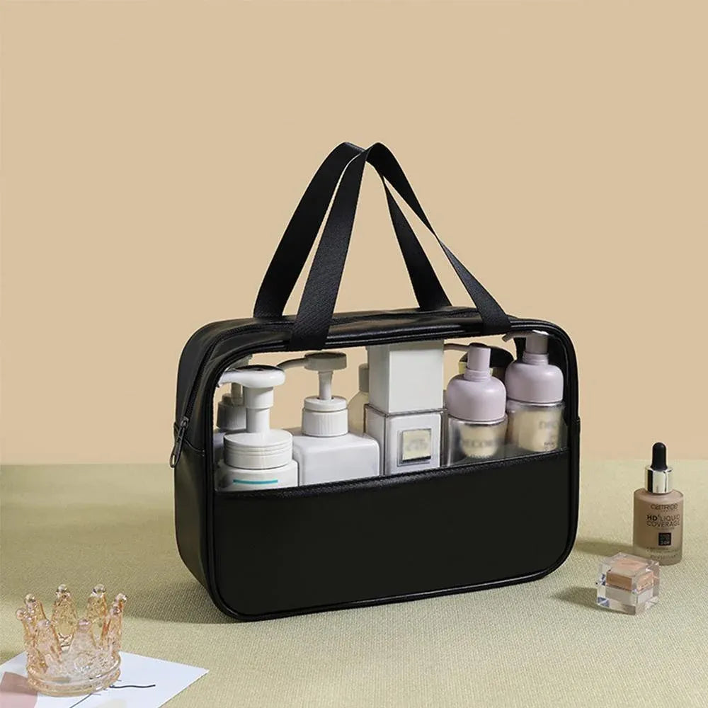 3pcs Large Capacity Waterproof Makeup Bag Set Translucent PU Travel Storage Bag - Cosmetic-Bag-3pcs-Black