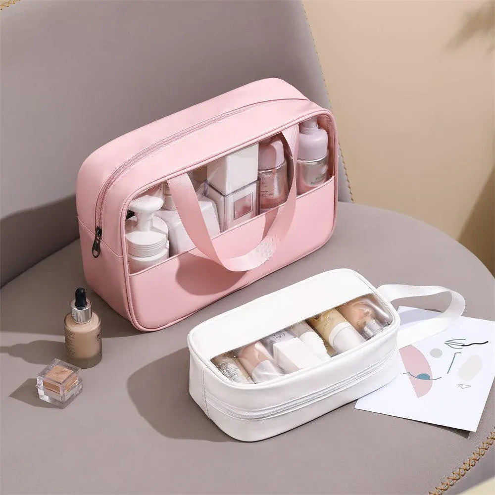3pcs Large Capacity Waterproof Makeup Bag Set Translucent PU Travel Storage Bag - Cosmetic-Bag-3pcs-Black