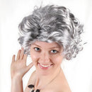 Grandmother Wig Grey Silver Curls Grandma Granny Old Lady Woman Costume Party